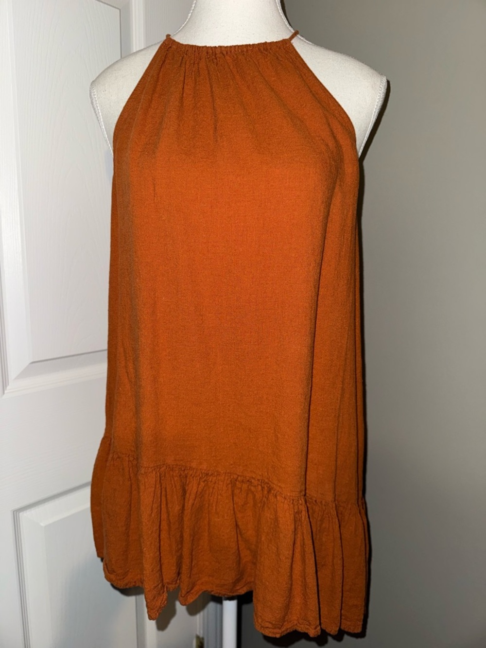 BP Halter Neck high/low tunic sleeveless top medium Rust Orange‎ Resortwear
